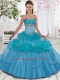 Costom Made Sweetheart Blue Quinceanera Dresses with Beading and Ruffles