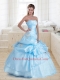 Elegant Baby Blue Strapless Quinceanera Dress with Appliques
