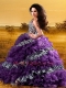 Elegant Sweetheart Organza and Zebra Ruffles Dresses for Quinceanera