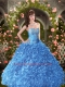 Exclusive Blue Sweetheart Beading and Ruffles Quinceanera Dresses