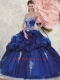 Fashionable Sweetheart Appliques and Pick-ups Navy Blue Dresses for Quinceanera