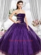 Gorgeous Strapless Purple Quinceanera Dresses with Beading