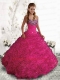 Gorgeous Sweetheart Hot Pink Quinceanera Dress with Beading and Pick-ups