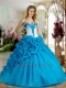 Latest Sweetheart Blue Quinceanera Dresses with Pick Ups and Appliques For 2014