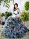 New Style White and Black Quinceanera Dress with Ruffles For 2014