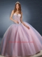 Newest Sweetheart Pink Quinceanera Dresses with Beading and Sequins