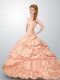 Romantic Ball Gown Strapless Quinceanera Dresses in Peach