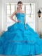 2014 Brand New Baby Blue Quinceanera Dresses with Beading and Pick-ups