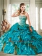 2014 Customize Sweetheart Teal Quinceanera Dress with Beading and Ruffles