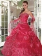 2014 Exclusive Sweetheart Embroidery Dress for Quinceanera in Red