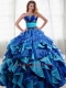 2014 Popular Blue Sweetheart Quinceanera Dresses with Appliques and Ruffles