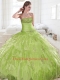 2015 Exquisite Green Quinceanera Dresses with Appliques and Pick Ups