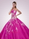 2015 Popular Sweetheart Appliques Quinceanera Dresses in Fuchsia