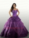 2015 Purple Sweetheart Appliques Organza Quinceanera Dresses