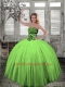 2015 Strapless Beaded Decorate Quinceanera Gown in Spring Green