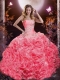 2015 Watermelon Red Sweet 16 Dress with Appliques and Ruffles