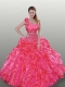 2015 Wonderful Hot Pink Dress For Quinceanera with Beading and Ruffles