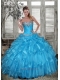 Affordable Baby Blue Quinceanera Dress with Beading and Ruffles for 2015