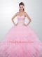 Appliques Sweetheart Tulle Quinceanera Gown in Baby Pink