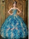 Discount Ruffles and Beading Quinceanera Dress in Multi-color