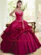 Modern Sweetheart Appliques and Pick-ups Quinceanera Dress in Fuchsia for 2015