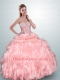 Pretty Sweet Baby Pink Dress For Quince with Beading and Ruffles for 2015