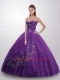 Simple Princess Sweetheart Appliqued Quinceanera Dresses in Purple