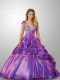 Wonderful Cap Sleeves Purple Quinceanera Dress with Hand Made Flowers and Pick Ups