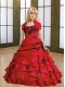2014 Beautiful Ball Gown Straps Appliques Red Little Girl Pageant Dress