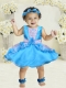 2014 Beautiful Scoop Mini-length Little Girl Dress in Aque Blue