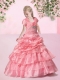 2014 Luxurious Ball Gown Straps Watermelon Little Girl Pageant Dresses with Beading