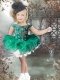 2014 Popular Halter Beading and Ruffles Green Little Girl Dress with Zipper-up
