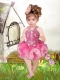 2014 Pretty Straps Hot Pink Little Girl Dress with Beading and Ruffles