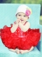 2014 Scoop Organza Red Little Girl Dresses with Beading and Ruffles