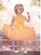2015 Elegant A-Line Straps Little Girl Dresses with Appliques Beading Bowknot in Orange