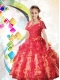 Ball Gown Spaghetti Straps Little Girl Pageant Dress with Ruching Appliques in Red