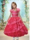 Beautiful A-line Straps Ankle-length Red Little Girl Pageant Dress with Beading