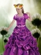Beautiful Ball Gown Straps Purple Little Girl Pageant Dress with Appliques