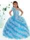 Beautiful Blue One Shoulder Little Girl Pageant Dress with Ruffles for 2014