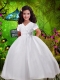 Beautiful V-neck Ball Gown Little Girl Pageant Dresses with Short Sleeves