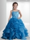 Blue Spaghetti Straps Ball Gown Appliques Little Girl Pageant Dresses for 2014