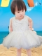 Cute A-Line Mini-length Beading Bowknot White Little Girl Dress with Square