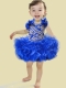 Cute Ball Gown Scoop Mini-length Beading Bowknot Royal Blue Little Girl Dress