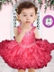 Cute Ball Gown Straps Mini-length Beading Ruffles Red Little Girl Dress