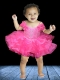 Cute Organza Beading Mini-length Little Girl Dress with Zipper-up