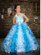 Elegant Blue Halter Top Ball Gown 2014 Little Girl Pageant Dress with Beading
