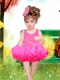 Elegant Hot Pink A-Line Straps Little Girl Dresses With Appliques Bowknot Beading for 2014