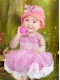 Fashionable Ball Gown Straps Pink Little Girl Dresses With Appliques Bowknot