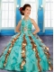 Green and Gold Halter Ball Gown Beading Little Girl Pageant Dress with Ruffles for 2014