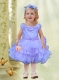 Lilac Knee-length Organza Little Girl Dress with Beading